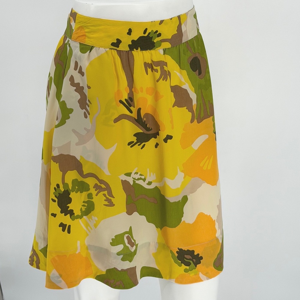 New York & Co Yellow Floral A Line Mini Skirt 12 Resortwear Vacation Chic 100-61 - Picture 8 of 14